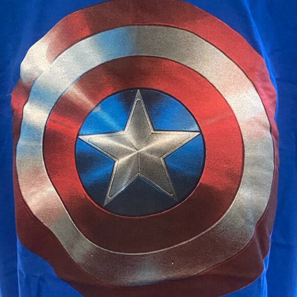 Marvel Avengers Capt America Shield Mens T Shirt Short Sleeve XL Blue 100% Cot. - Picture 2 of 4